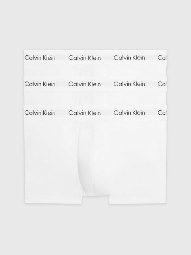 Calvin Klein USA 3 Pack Low Rise - Cotton Stretch Mens Trunks White 4037165-WE